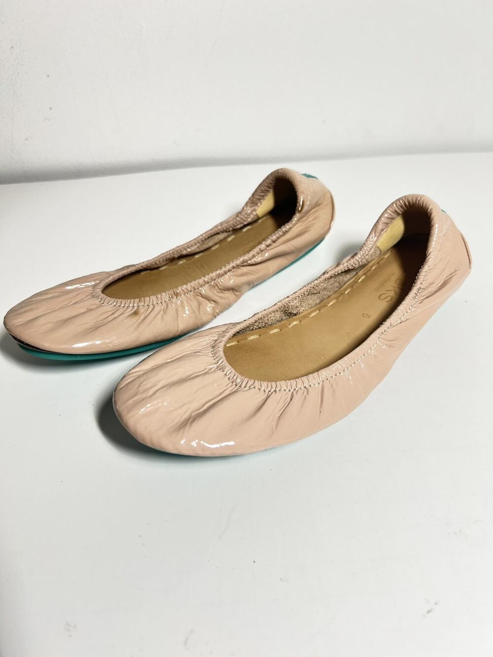 Tieks EUC Blush Pink Nude Patent Leather Foldable Ballet Flats Shoes Size 6